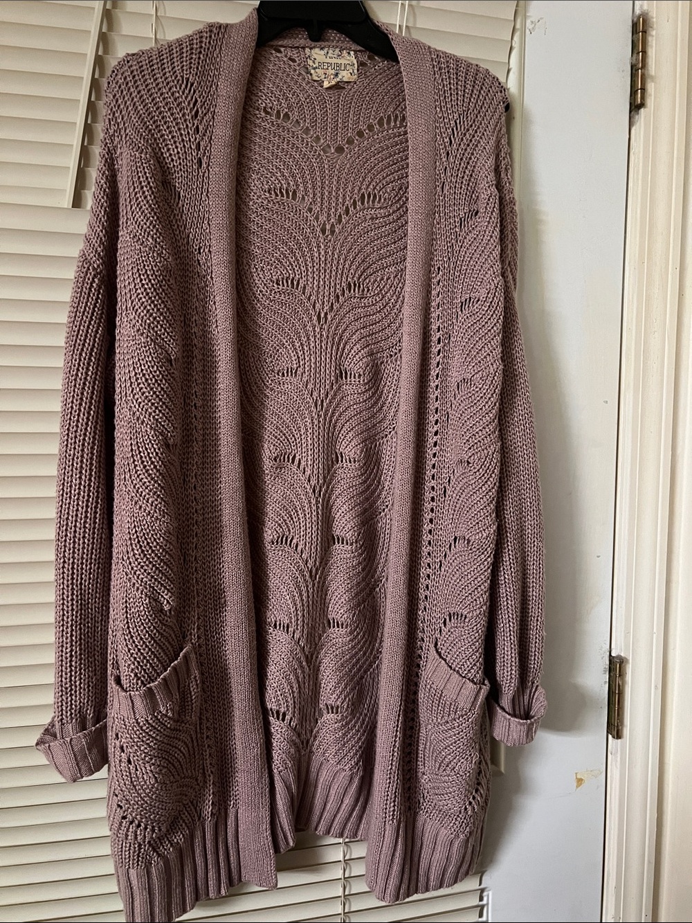 Open-Front Knit Cardigan Sweater - Mauve